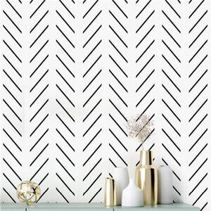 17.7x 118.1" Geometric Removable Wallpaper Peel and‎ Stick Self Adhesive, Black